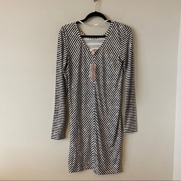Nwt-Philosophy -Mixed Stripe Bodycon Dress - Picture 8 of 8